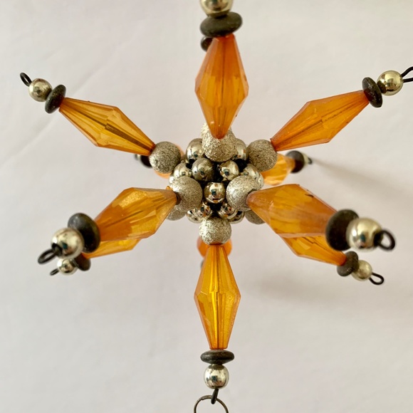 Amber Colored Star Window Ornament with Metal Tassel - Picture 8 of 11